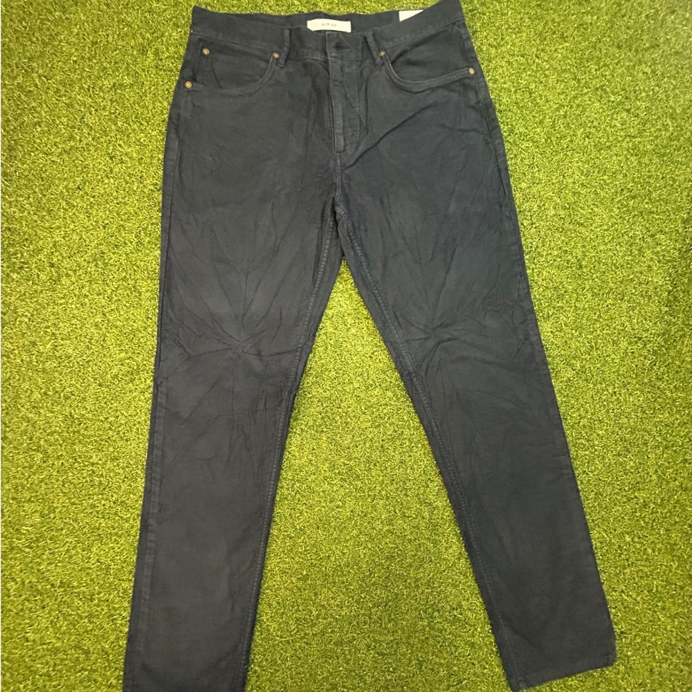 Billy Reid Slim Fit Pants Men 32x32 Dark Navy Blue Cotton Stretch Chino Trousers